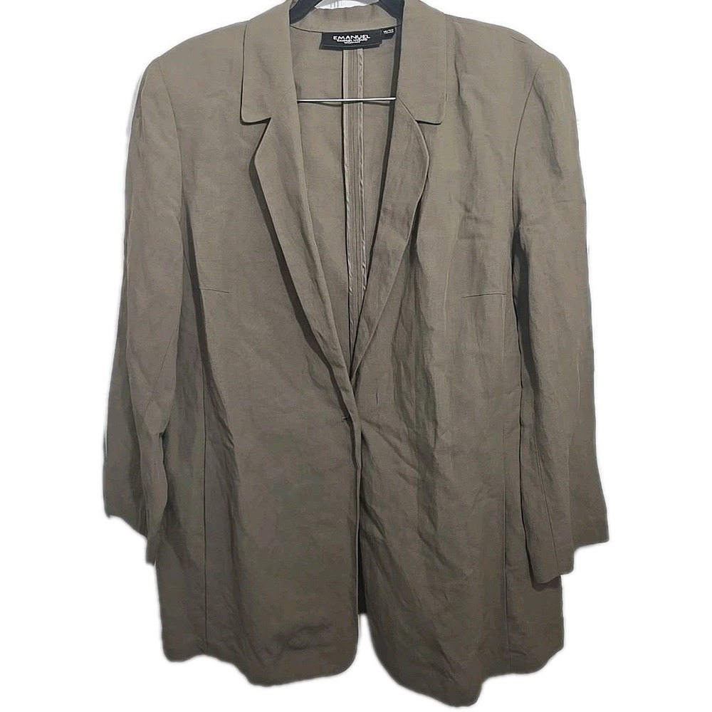 Emanuel Ungaro‎ Brown Tan Blazer Jacket Linen Blend Womens Size 16/50